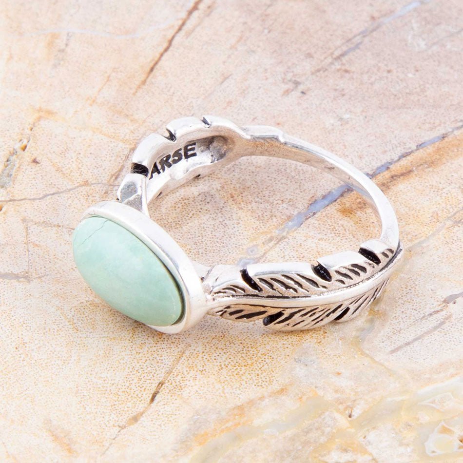 Feather Green Turquoise and Sterling Silver Ring Barse Jewelry