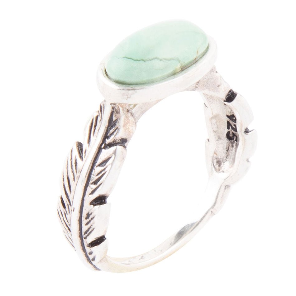 Feather Green Turquoise and Sterling Silver Ring Barse Jewelry