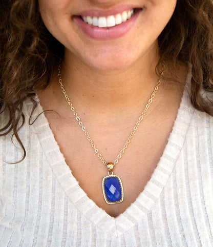 Filigreed Blue Agate Golden Pendant Necklaces Barse Jewelry