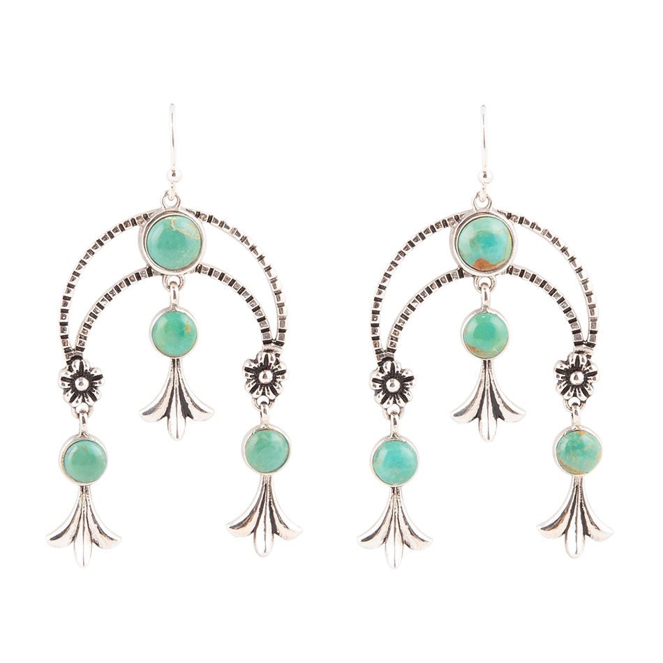 Floral Chandelier Blue Turquoise and Sterling Silver Earrings Barse Jewelry