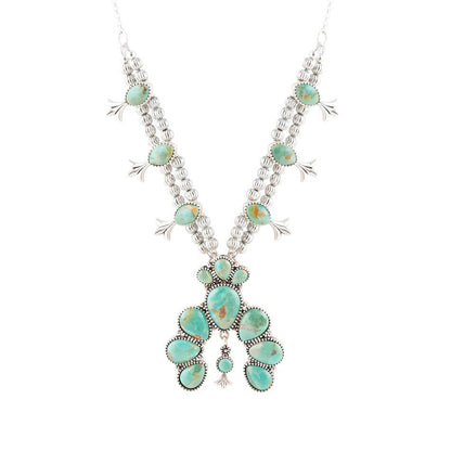 Squash Blossom Statement Blue Turquoise and Sterling Silver Necklace Barse Jewelry