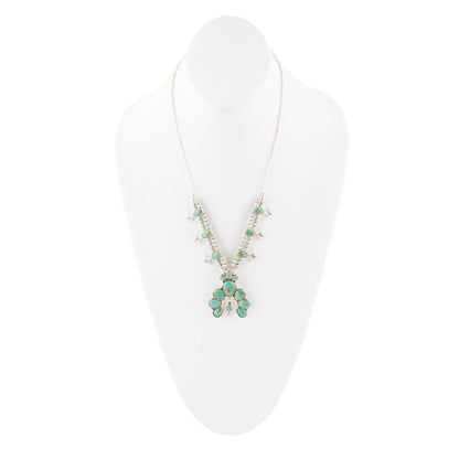 Squash Blossom Statement Blue Turquoise and Sterling Silver Necklace Barse Jewelry