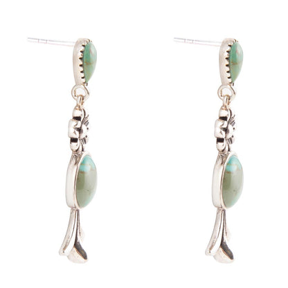 Floral Turquoise and Sterling Silver Drop Earrings Barse Jewelry
