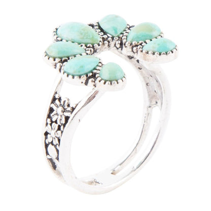 Floral Blue Turquoise and Sterling Silver Ring Barse Jewelry