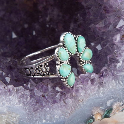Floral Blue Turquoise and Sterling Silver Ring Barse Jewelry