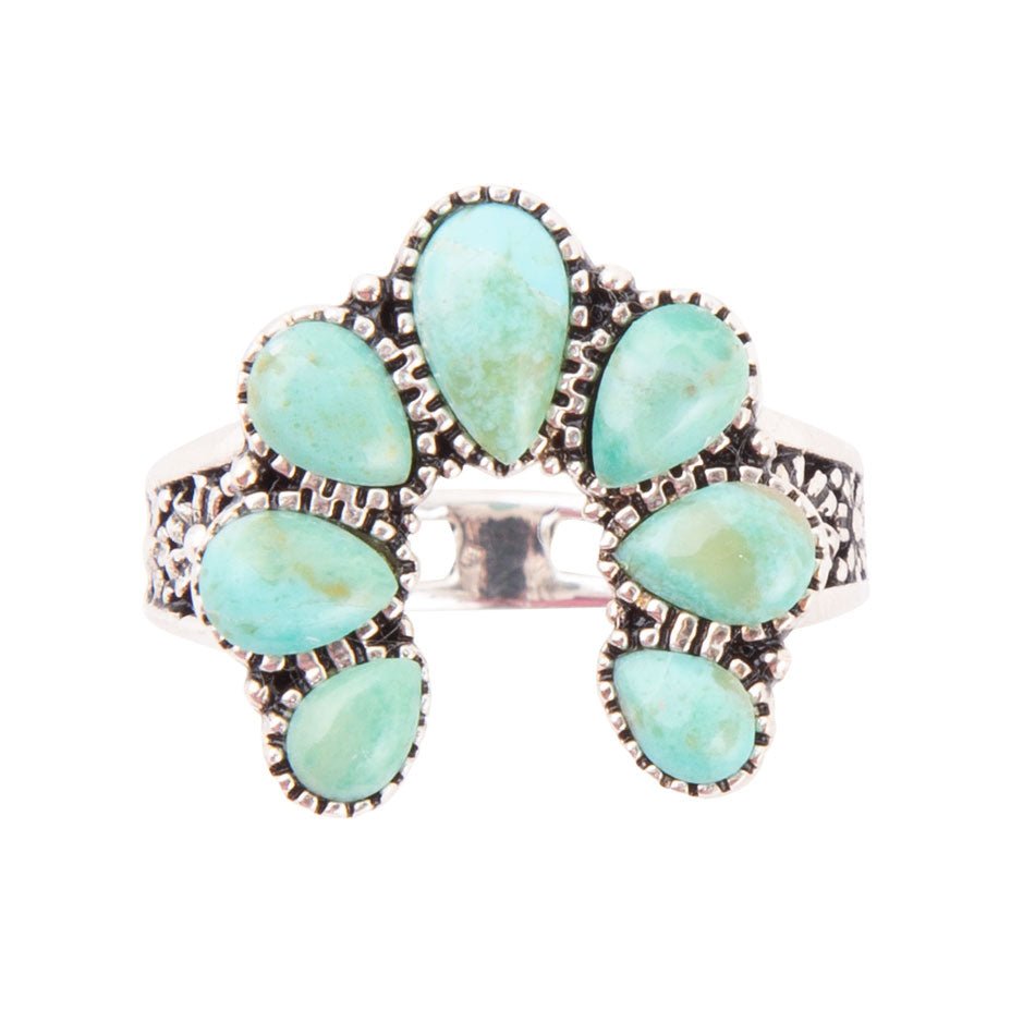 Floral Blue Turquoise and Sterling Silver Ring Barse Jewelry