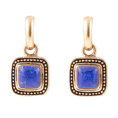 Flourish Blue Lapis Golden Drop Earrings Barse Jewelry