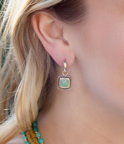 Flourish Blue Turquoise Golden Drop Earrings Barse Jewelry