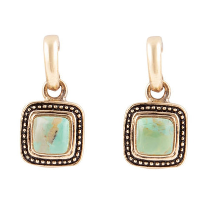 Flourish Blue Turquoise Golden Drop Earrings Barse Jewelry
