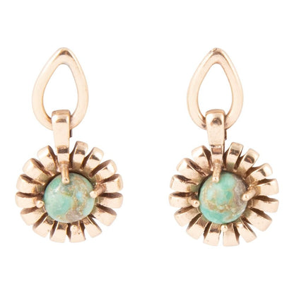Fluted Blue Turquoise Drop Post Earrings Barse Jewelry