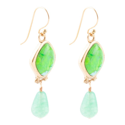 Fresh Twist Lime Green Turquoise Golden Drop Earrings Barse Jewelry