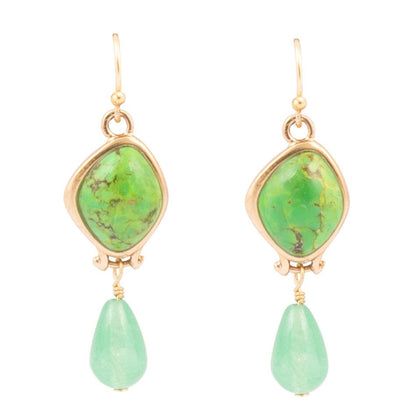 Fresh Twist Lime Green Turquoise Golden Drop Earrings Barse Jewelry