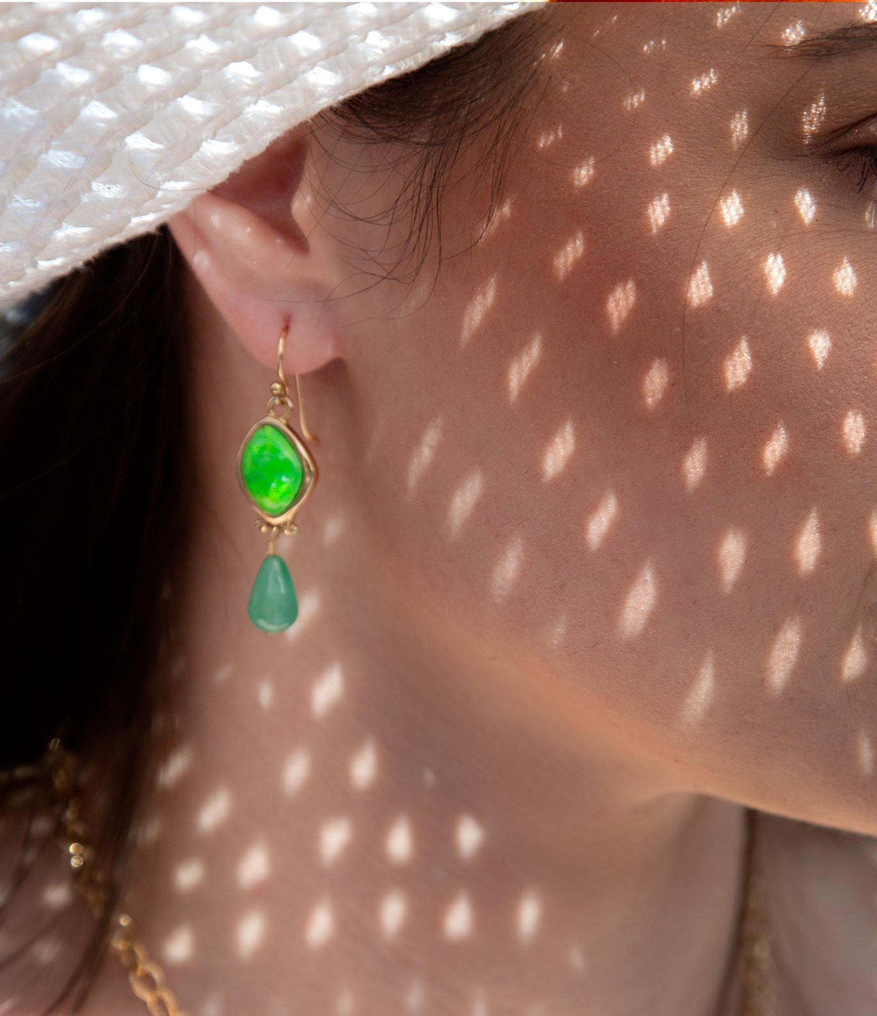 Fresh Twist Lime Green Turquoise Golden Drop Earrings Barse Jewelry