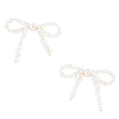 Freshwater White Pearl Bow Post Earrings Barse Jewelry