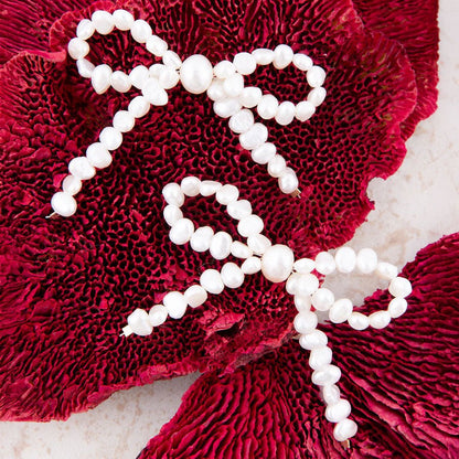 Freshwater White Pearl Bow Post Earrings Barse Jewelry