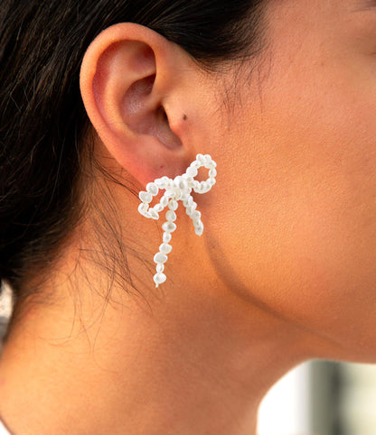 Freshwater White Pearl Bow Post Earrings Barse Jewelry