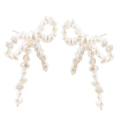 Freshwater White Pearl Bow Post Earrings Barse Jewelry