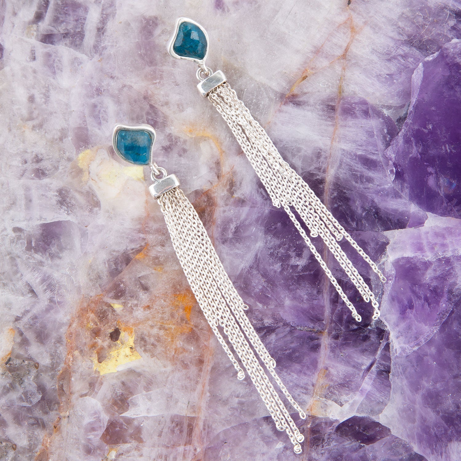 Fringed Apatite Earrings Barse Jewelry