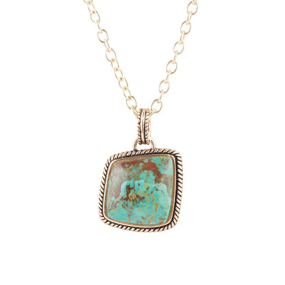 Genuine Turquoise and Bronze Roped Pendant Necklace Barse Jewelry