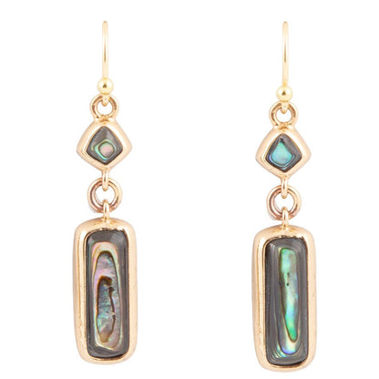 Geo Blue Abalone Golden Drop Earrings Barse Jewelry
