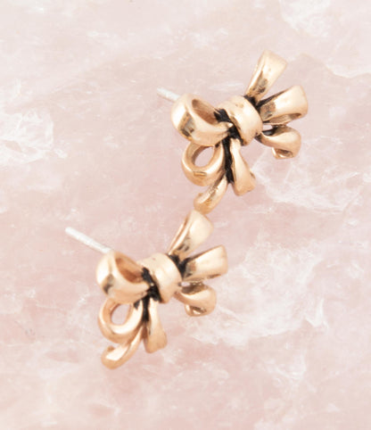 Gifted Golden Bow Post Earrings Barse Jewelry