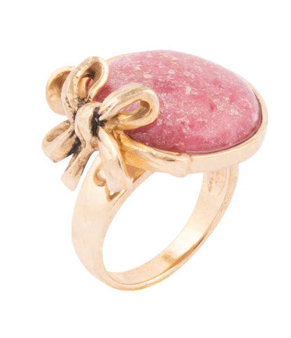 Gifted Pink Rhodonite Golden Bow Ring Barse Jewelry
