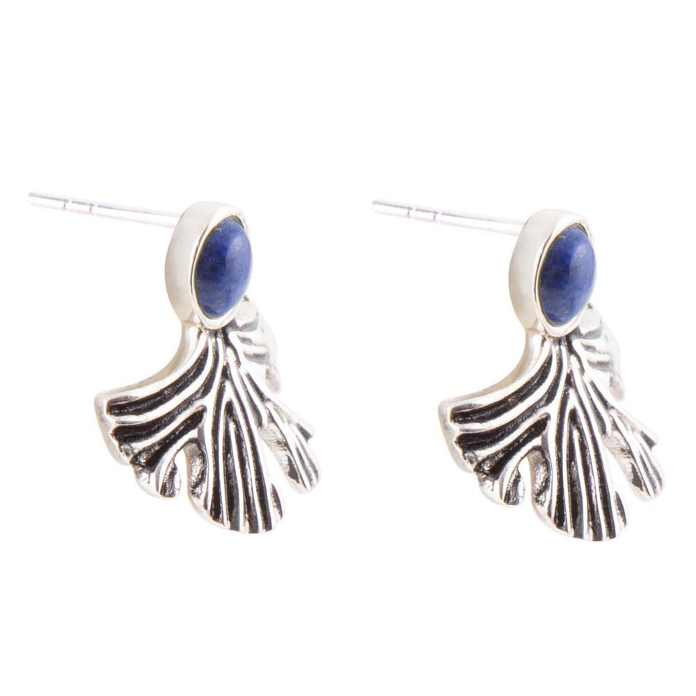 Ginko Blue Lapis and Sterling Silver Stud Earrings Barse Jewelry
