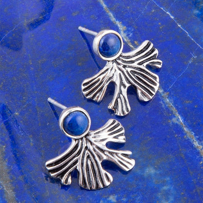Ginko Blue Lapis and Sterling Silver Stud Earrings Barse Jewelry