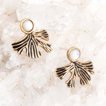 Ginko Mother of Pearl Post Earrings Barse Jewelry