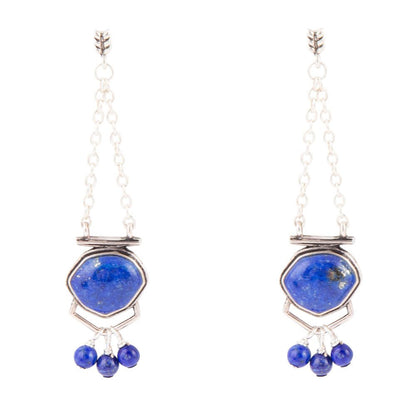 Go West Blue Lapis and Sterling Silver Drop Earrings Barse Jewelry