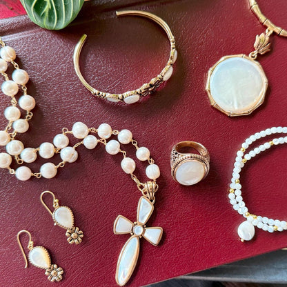 Las Cruces White Pearl Cross Pendant Necklace Barse Jewelry