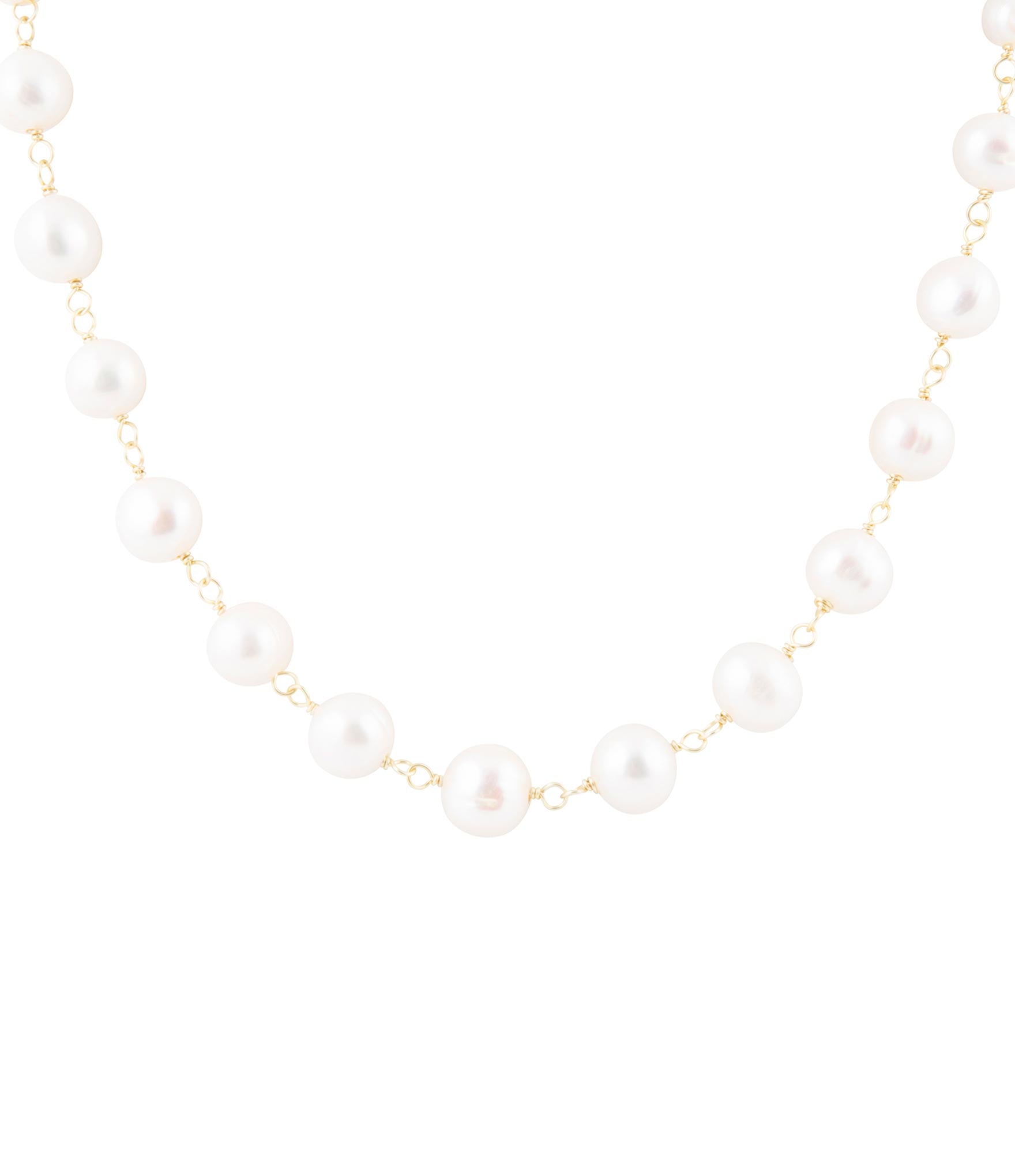 Golden Chain and White Pearl Necklaces Barse Jewelry