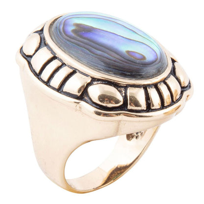 Green Abalone Golden Statement Ring Barse Jewelry