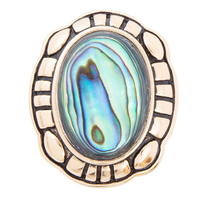 Green Abalone Golden Statement Ring Barse Jewelry