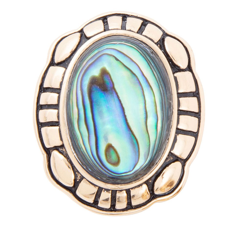 Green Abalone Golden Statement Ring Barse Jewelry
