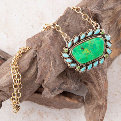 Legacy Lime Green and Blue Turquoise Golden Pendant Necklace Barse Jewelry