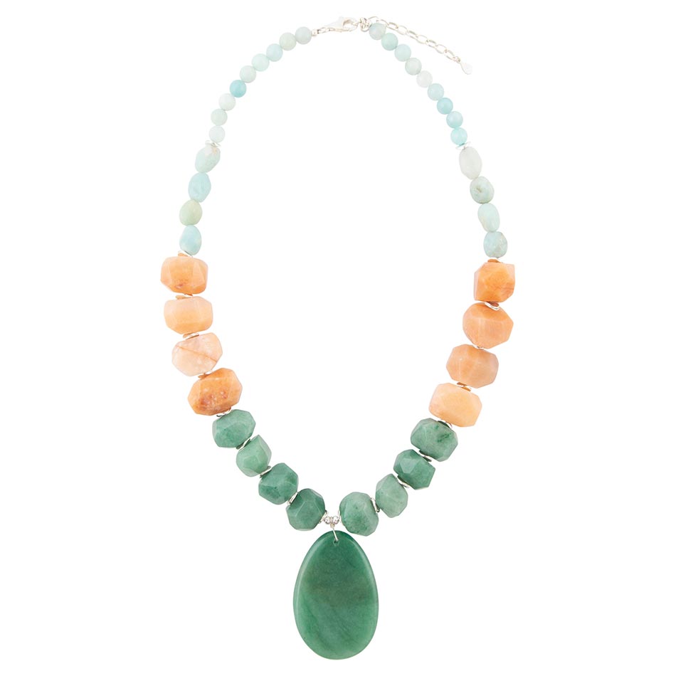 Green Aventurine Bold Pendant Necklace Barse Jewelry