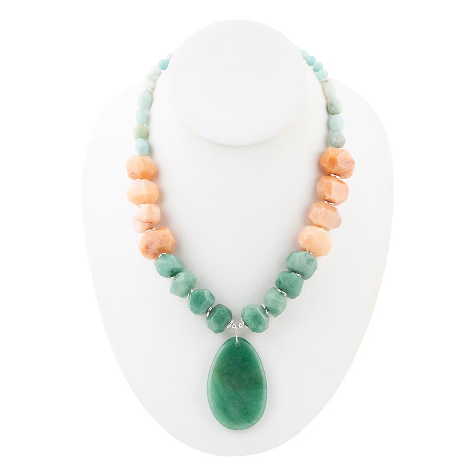 Green Aventurine Bold Pendant Necklace Barse Jewelry