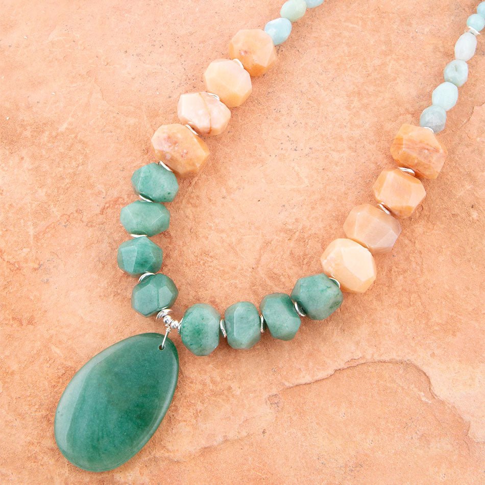 Green Aventurine Bold Pendant Necklace Barse Jewelry