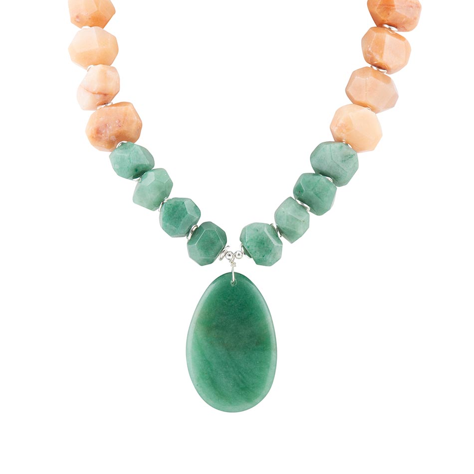 Green Aventurine Bold Pendant Necklace Barse Jewelry