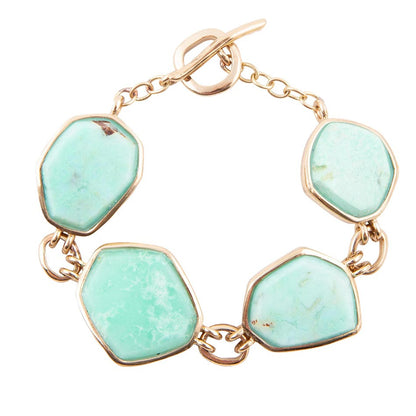 Green Chrysoprase Golden Bronze Toggle Bracelet Barse Jewelry