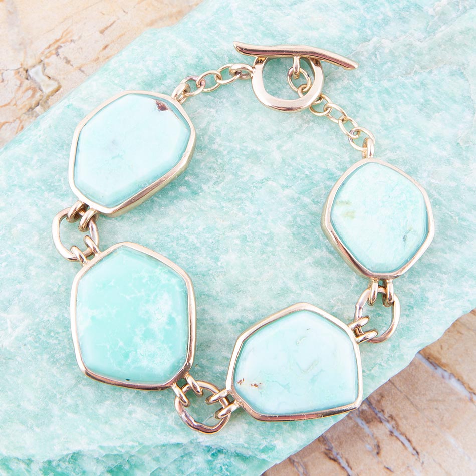 Green Chrysoprase Golden Bronze Toggle Bracelet Barse Jewelry