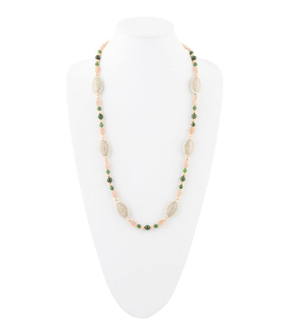 Green Jade and Pink Sunstone Golden Necklace Barse Jewelry