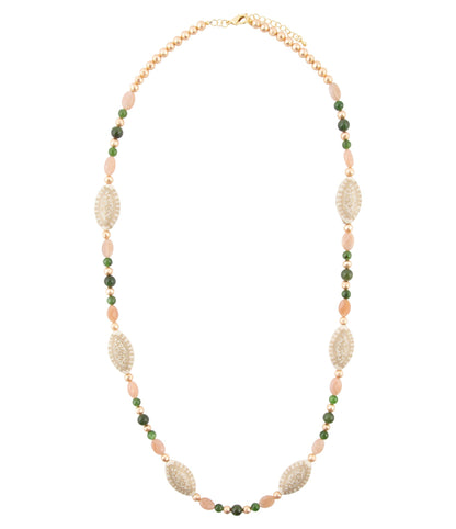 Green Jade and Pink Sunstone Golden Necklace Barse Jewelry