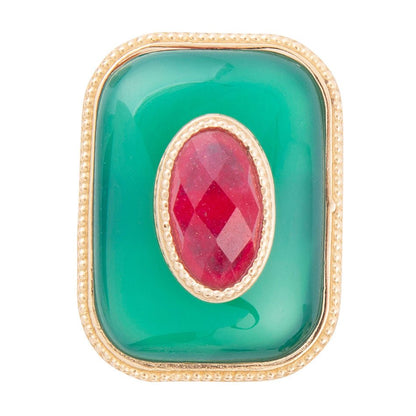 Green Onyx Stacked Red Stone Golden Statement Ring Barse Jewelry