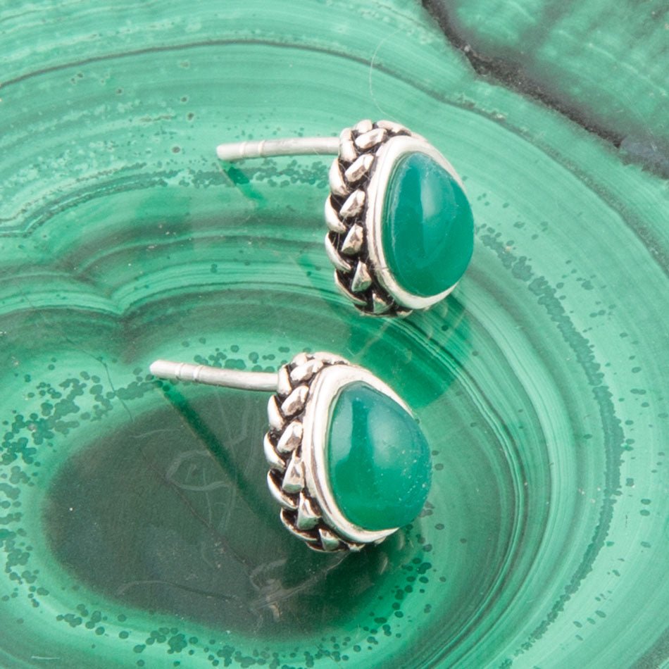 Green Onyx Teardrop Post Earrings Barse Jewelry