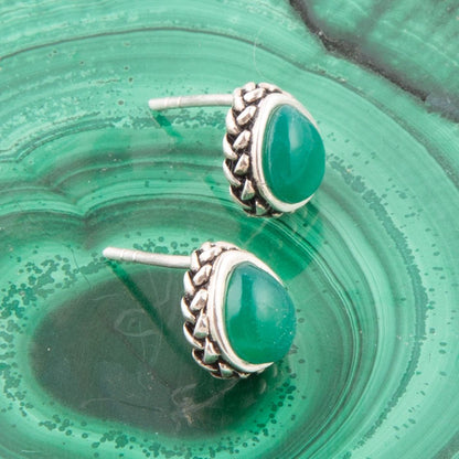 Green Onyx Teardrop Post Earrings Barse Jewelry