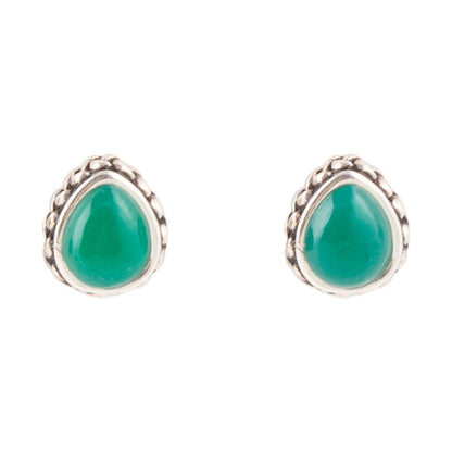 Green Onyx Teardrop Post Earrings Barse Jewelry