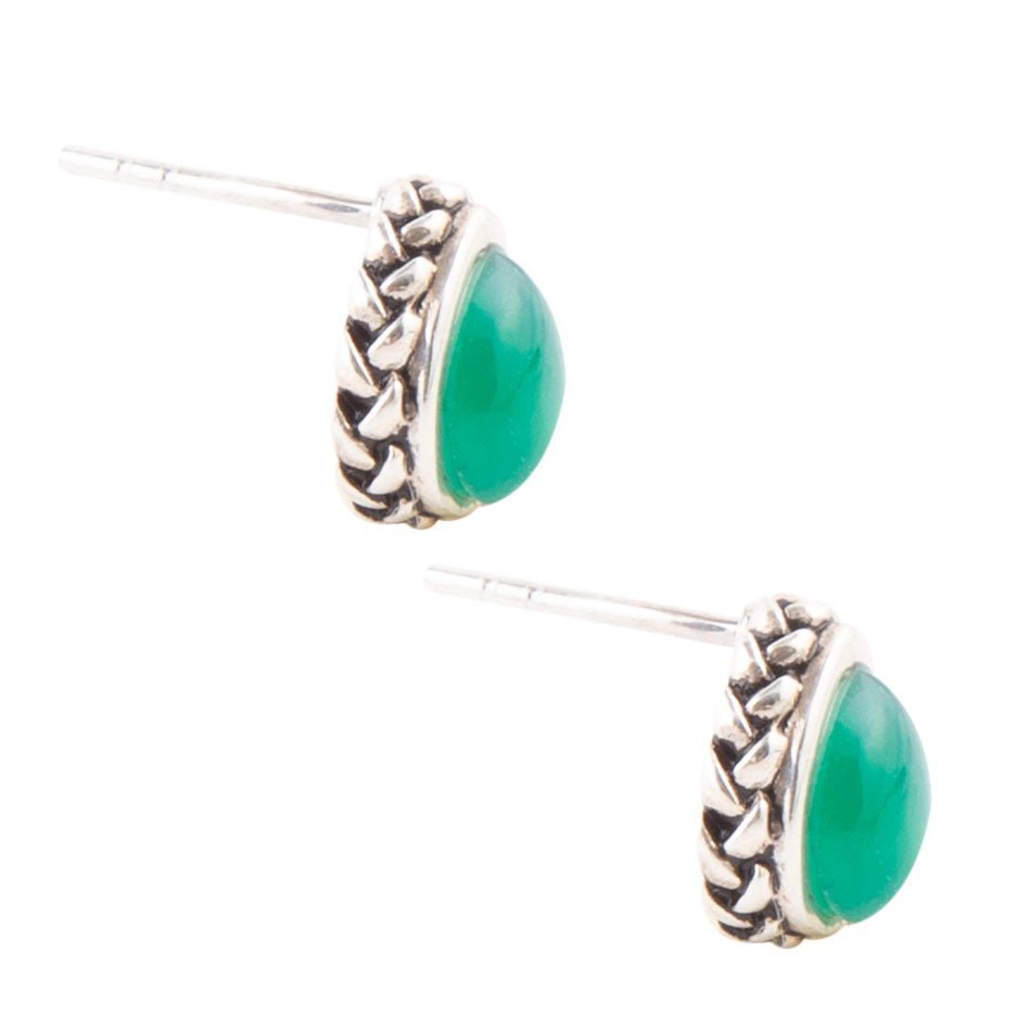 Green Onyx Teardrop Post Earrings Barse Jewelry