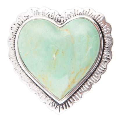 Green Turquoise Heart and Sterling Silver Ring Barse Jewelry